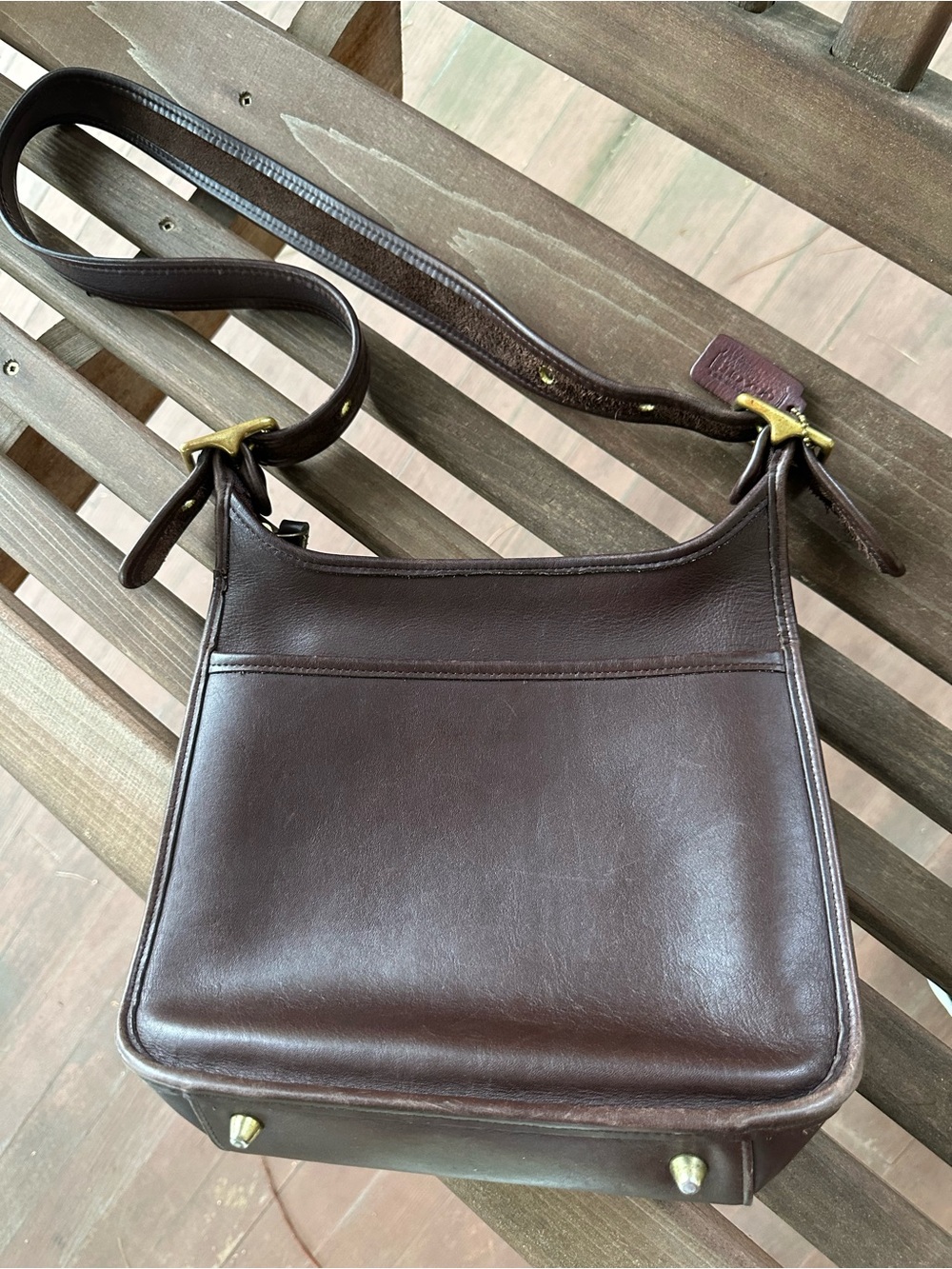 Vintage Coach Legacy 9966 Zip Saddle Bag . Brass Hardware. Mahogany Brown.